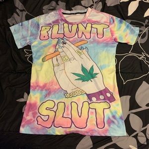 Tie dye rainbow blunt slut T-shirt 🌈